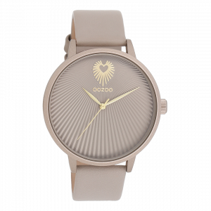 Taupe horloge met taupe leren band