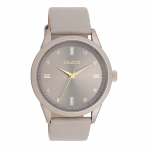 Taupe horloge met taupe leren band