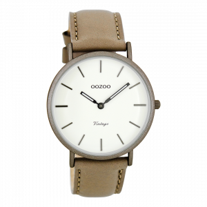 Taupe horloge met taupe leren band